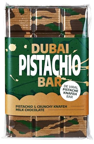 Dubai Pistachio Bar 100g: gefüllte Dubai Schokolade mit Pistazien und Knafeh, Pistazien Schokolade als Geschenk für Scokoladenliebhaber von wajos