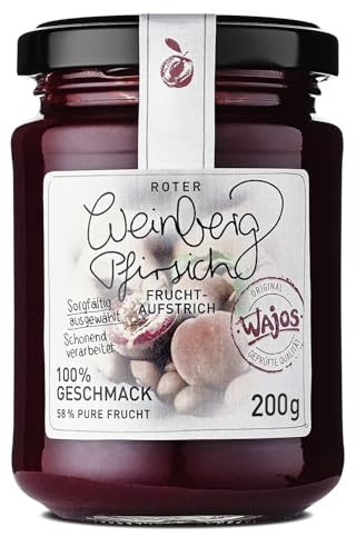 Wajos Roter Weinbergpfirsich Fruchtaufstrich, 195g: Veganer Brotaufstrich mit 58% Frucht. Perfekt für Frühstück & Brunch von wajos