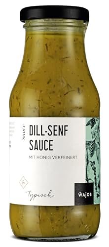 Wajos Dill-Senf Sauce – 245ml Gourmet Sauce mit Honig verfeinert. Ideal für Fisch, Salate & als Dip Sauce zu Fingerfood von wajos