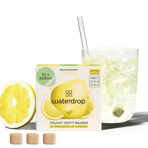 waterdrop® Microdrink Limonade: Zitrone, 12 Drops Würfel, zuckerfreies Getränkpulver, fruchtige Sorte, Frucht- und Pflanzenextrakten, mit wertvollen Vitaminen, Wasserzusatz von waterdrop MICRODRINK