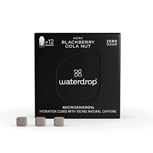 waterdrop® Microenergy NERO | Energy Drink 100mg Natürliches Koffein + B-Vitaminen | Brombeere - Kolanuss - Guarana | 12 Drops Würfel | Geschmack für Wasser ohne Zucker und ohne Konservierungsstoffe von waterdrop MICRODRINK