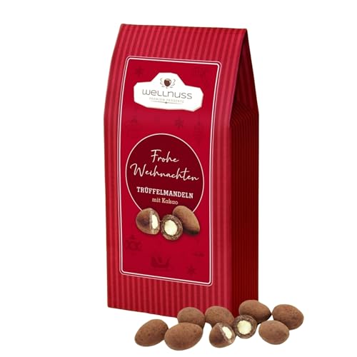 Maxi Faltschachtel - Weihnachts Edition - Trüffelmandeln mit Kakao - Geschenk für Männer und Frauen - Pralinen Geschenk – 175g von wellnuss