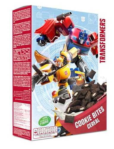 Transformers Cookie Bites, Cerealien in Keksform, Frühstück für Kinder, knusprige Frühstückscerealien mit Creme-Füllung, ohne Palmöl, 1er Pack (1 x 375g) von whatever brands ltd