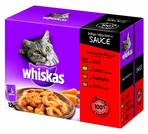 Whiskas Multipack 12x100g Herzhaftes Ragout mit Gemüse in Sauce, 1er Pack (1 x 1.2 kg) von whiskas