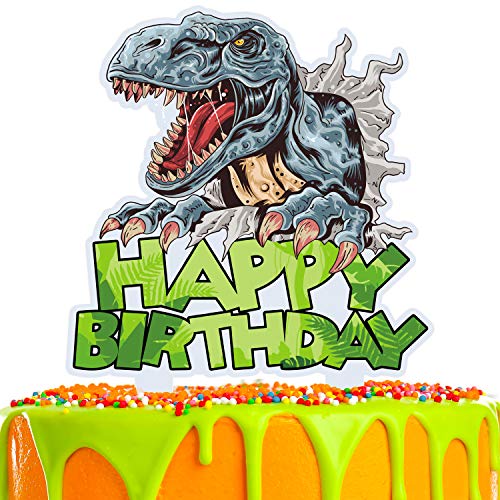 C-DinoX Dinosaurierkuchenaufsatz Happy Birthday Dino Dschungel Jurassic Thema Acryl Dekor Picks für Babyparty Geburtstag Party Dekorationen Zubehör von wongmode