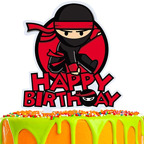 C-Nija-01 Ninja Cartoon Kuchenaufsatz Happy Birthday Videospiel Thema Dekor für Babyparty Geburtstag Acryl Party Dekorationen Zubehör von wongmode