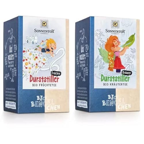 Sonnentor Bio Bengelchen Durststiller Kräuter Tee + Durststiller Früchte Tee Doppelkammerbeutel (2x je 18 Beutel) - Bio-Tee für Kinder ab 1 Jahr, speziell für Kleinkinder - AT-BIO-301 von yellow MEDIA