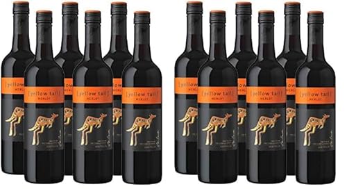 Yellow Tail Merlot – Halbtrockener, fruchtiger Rotwein aus Australien (6 x 0,75l) (Packung mit 2) von yellow tail