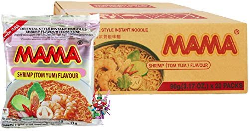 yoaxia ® - 20er Pack - [ 20x 90g ] Instant Nudeln mit Tom Yum Garnelengeschmack/JUMBO Pack/Tom Yum Shrimp Flavour/orientalischer Art + ein kleiner Glücksanhänger gratis von yoaxia Marke