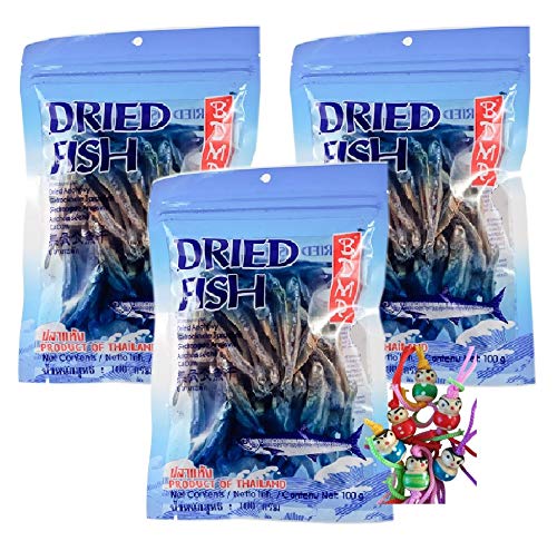 yoaxia ® - 3er Pack - [ 3x 100g ] Getrocknete Sardellen von BDMP Thailand Dried Anchovy Pla-ka-tak #9 + ein kleiner Glücksanhänger gratis von yoaxia Marke