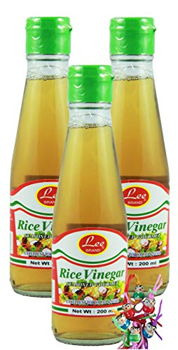 yoaxia ® - 3er Pack - [ 3x 200ml ] Lee Brand Reisessig/Rice Vinegar/Exzellent für Salate & Sushi + ein kleiner Glücksanhänger gratis von yoaxia Marke