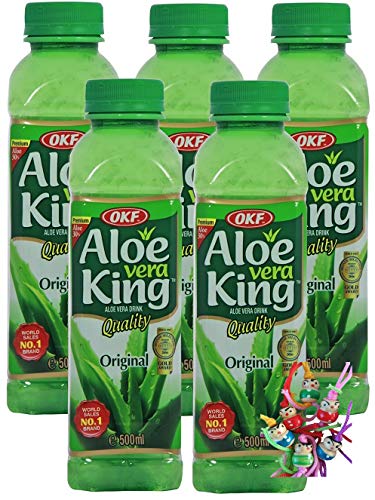 yoaxia ® - [ 5x 500ml ] OKF Aloe Vera King Getränk mit 30% Aloe/Natural/Aloe Vera Drink inkl. 5x€0,25 Einwegpfand + ein kleiner Glücksanhänger gratis von yoaxia Marke