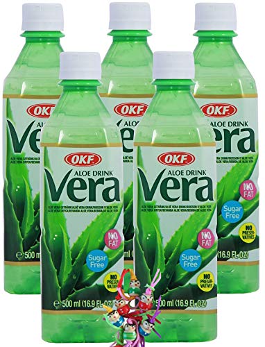 yoaxia ® - [ 5x 500ml ] OKF SUGAR FREE Aloe Vera King Getränk/Aloe Vera Drink/inkl. 5x€0,25 Einwegpfand + ein kleiner Glücksanhänger gratis von yoaxia Marke