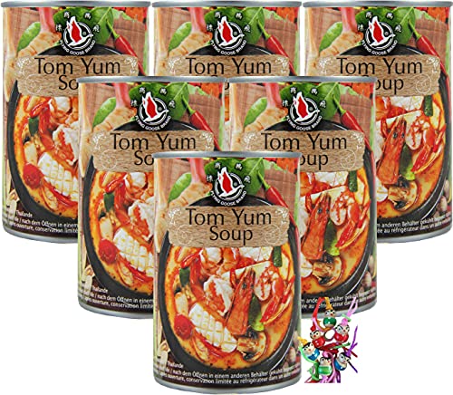 yoaxia ® - 6er Pack - [ 6x 400ml ] Tom Yum Suppe / Tom Yum Soup / scharf & sauer + ein kleiner Glücksanhänger gratis von yoaxia Marke