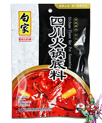 yoaxia ® Marke Set - [ 200g ] BAIJIA Feuertopf Gewürze / SZECHUAN Hot Pot Würzpaste / Sichuan Flavor Seasoning + ein kleiner Glücksanhänger gratis von yoaxia Marke