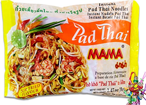 yoaxia ® - 10er Pack - [ 10x 70g ] MAMA Instant Reisnudeln Pad Thai | Instant Nudeln Stir Fried Flavour + ein kleiner Glücksanhänger gratis von yoaxia