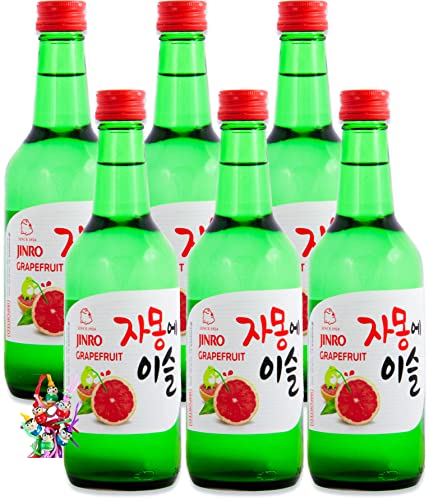 yoaxia ® - 6er Pack - [ 6x 360ml ] Soju Jinro Grapefruit/Soju mit Grapefruitgeschmack Alc. 13% vol. + ein kleiner Glücksanhänger gratis von yoaxia