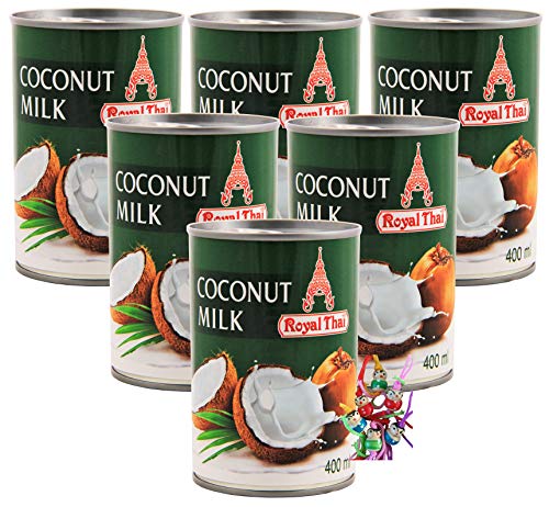 yoaxia ® - 6er Pack - [ 6x 400ml ] ROYAL THAI Kokosnussmilch / Kokosmilch / Coconut Milk + ein kleiner Glücksanhänger gratis von yoaxia