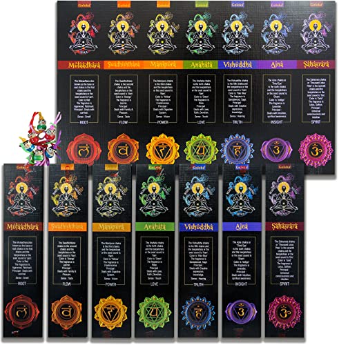 yoaxia ® - Räucherstäbchen Shat Chakra Collection - 7 in 1 | Räucher Stäbchen Set aus Indien + ein kleiner Glücksanhänger gratis von yoaxia