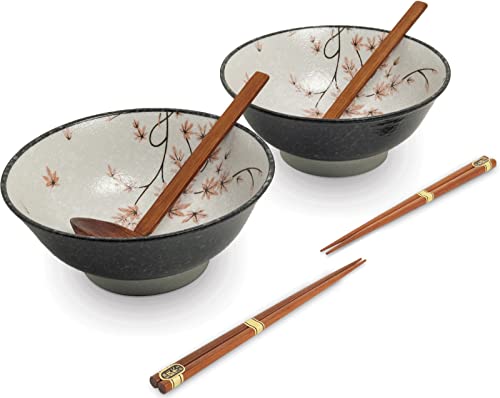 yoaxia ® - [ mepuru ] Set je 2x Ramen Schüssel Ø21cm | H8,5cm, Essstäbchen und Ramenlöffel von yoaxia