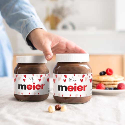 Personalisiertes nutella-Glas mit Geschenkbox - Geburtstag Geschenkidee für den Frühstückstisch, individuelles Nutella-Glas mit Namen und personalisiertem Etikett (2er-Set Liebe) von your surprise