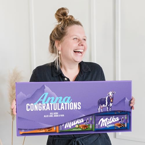 Riesen Milka Schokoladentafel personalisiert mit Namen & Botschaft - Geburtstagsgeschenk für Männer & Frauen mit Milka Schokoladentafeln (12 Tafeln) von your surprise