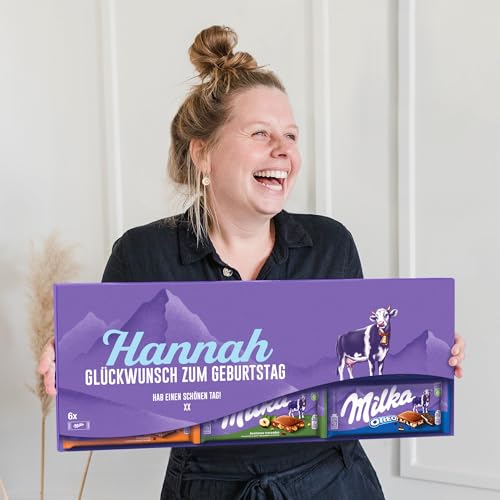 Riesen Milka Schokoladentafel personalisiert mit Namen & Botschaft - Geburtstagsgeschenk für Männer & Frauen mit Milka Schokoladentafeln (6 Milka) von your surprise