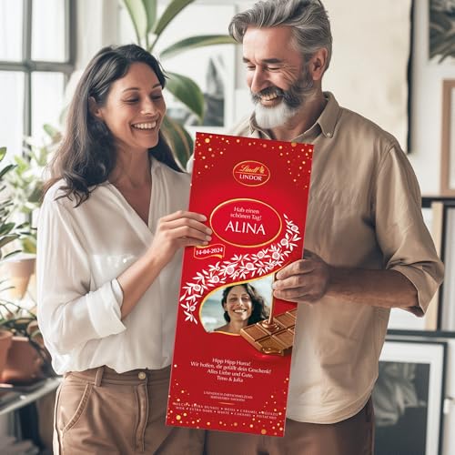 XXL Lindor Schokoladentafel personalisiert mit Namen & Botschaft - Geburtstagsgeschenk für Männer & Frauen mit 5 Lindor Schokoladentafeln von your surprise