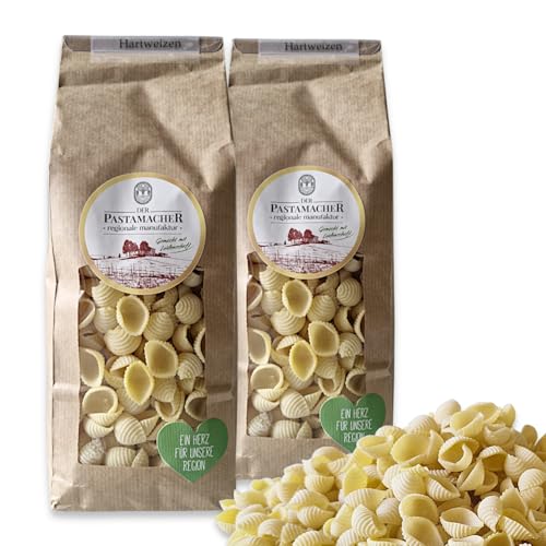 Conchiglie 2x 500g Nudeln aus Hartweizen Vegan, Trockene Pasta "al bronzo" vom Pastamacher Manufaktur in bester Qualität von zanasta