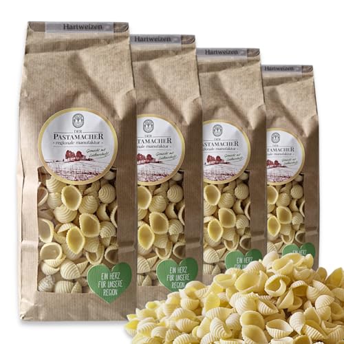 Conchiglie 4x 500g Nudeln aus Hartweizen Vegan, Trockene Pasta "al bronzo" vom Pastamacher Manufaktur in bester Qualität von zanasta