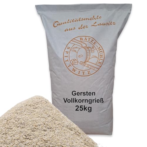 Gerstenvollkorngriess 25kg frisch aus der Rätze-Mühle in bester Qualität 100% regional und naturbelassener Grieß aus Gerste mit Schale (25 kg) von zanasta