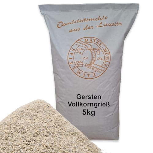 Gerstenvollkorngriess 5kg frisch aus der Rätze-Mühle in bester Qualität 100% regional und naturbelassener Grieß aus Gerste mit Schale 5-kg von zanasta