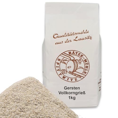 Gerstenvollkorngriess frisch aus der Rätze-Mühle in bester Qualität 100% regional und naturbelassener Grieß aus Gerste mit Schale (1 kg) von zanasta