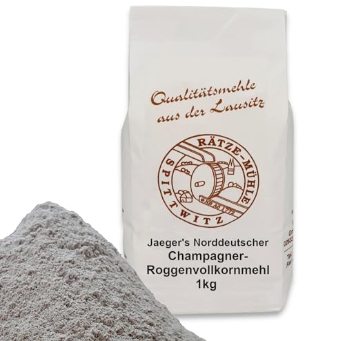 Jaeger's Norddeutscher Champagner-Roggenvollkornmehl 1000g frisch aus der Rätze-Mühle in bester Qualität 100% regional und naturbelassen 1-kg von zanasta