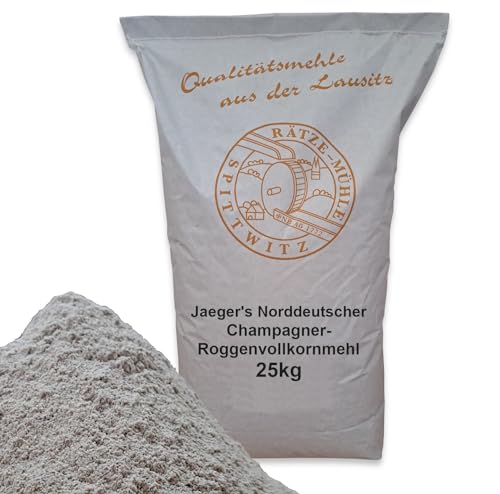 Jaeger's Norddeutscher Champagner-Roggenvollkornmehl 25kg frisch aus der Rätze-Mühle in bester Qualität 100% regional und naturbelassen von zanasta