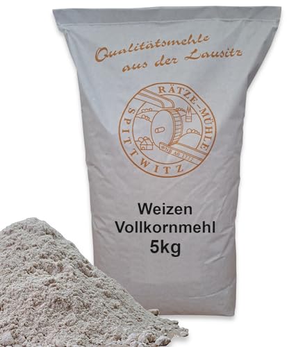 Weizenvollkornmehl 5kg frisch aus der Rätze-Mühle in bester Qualität 100% regional und naturbelassen (5 kg) von zanasta