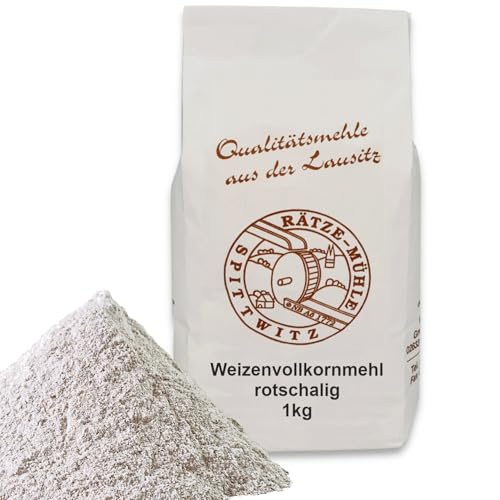 Weizenvollkornmehl aus "rotschaligen Weizen" 1000g frisch aus der Rätze-Mühle in bester Qualität, 100% Regional und naturbelassen 1-kg von zanasta