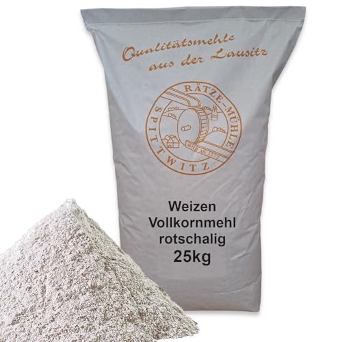 Weizenvollkornmehl aus "rotschaligen Weizen" 25kg frisch aus der Rätze-Mühle in bester Qualität, 100% Regional und naturbelassen von zanasta