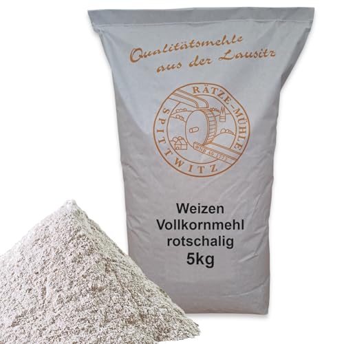 Weizenvollkornmehl aus "rotschaligen Weizen" 5kg frisch aus der Rätze-Mühle in bester Qualität, 100% Regional und naturbelassen 5000g von zanasta